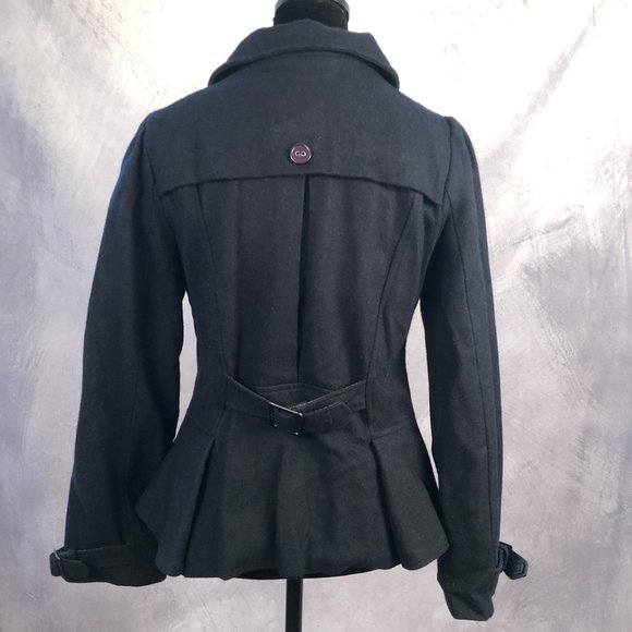 Navy Hip Length Ruffle Coat - Picture 4 of 4